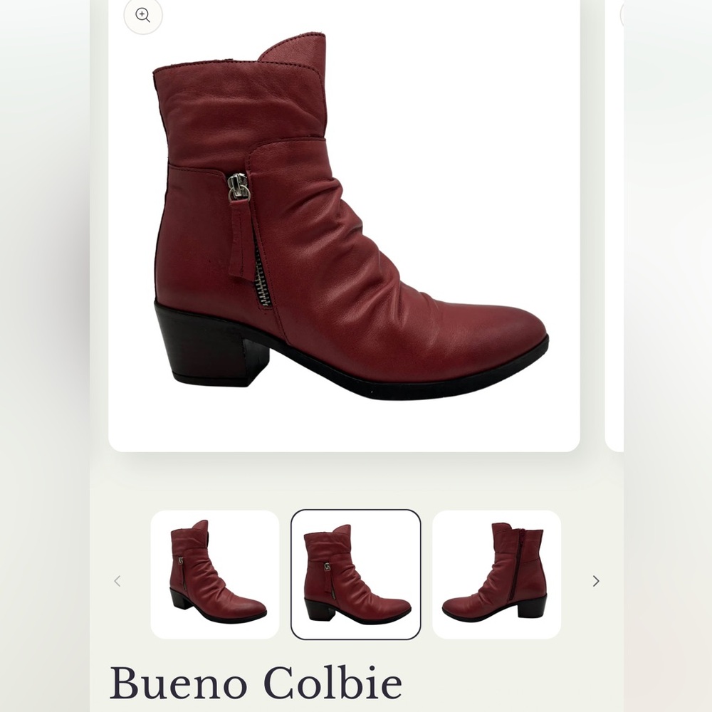 Bueno Colbie Burgundy Calfskin leather Handcrafted in Turkey boots NWB